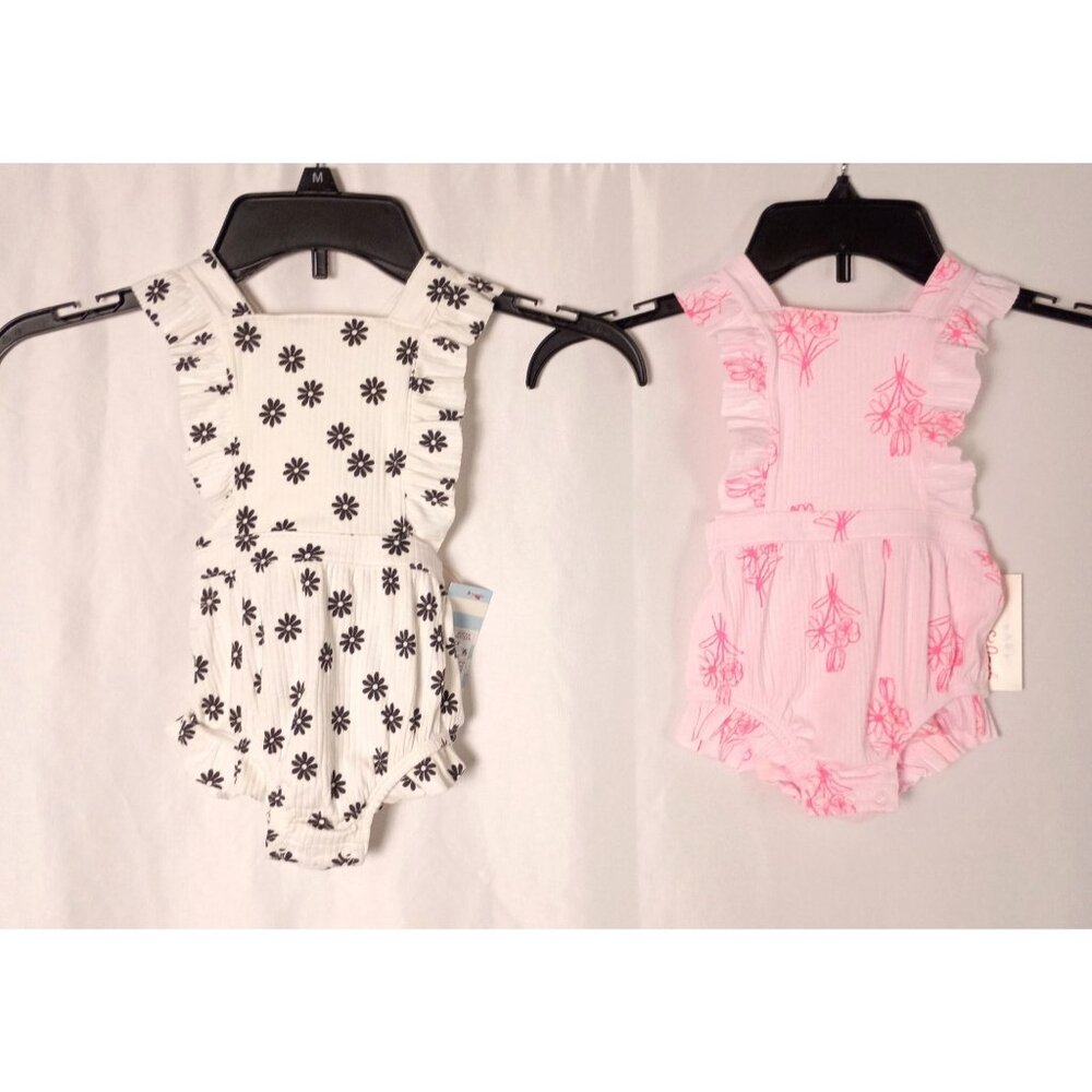 Cat & Jack Baby Girl Romper Set 3-6M 6-9M Pink White Black NWT